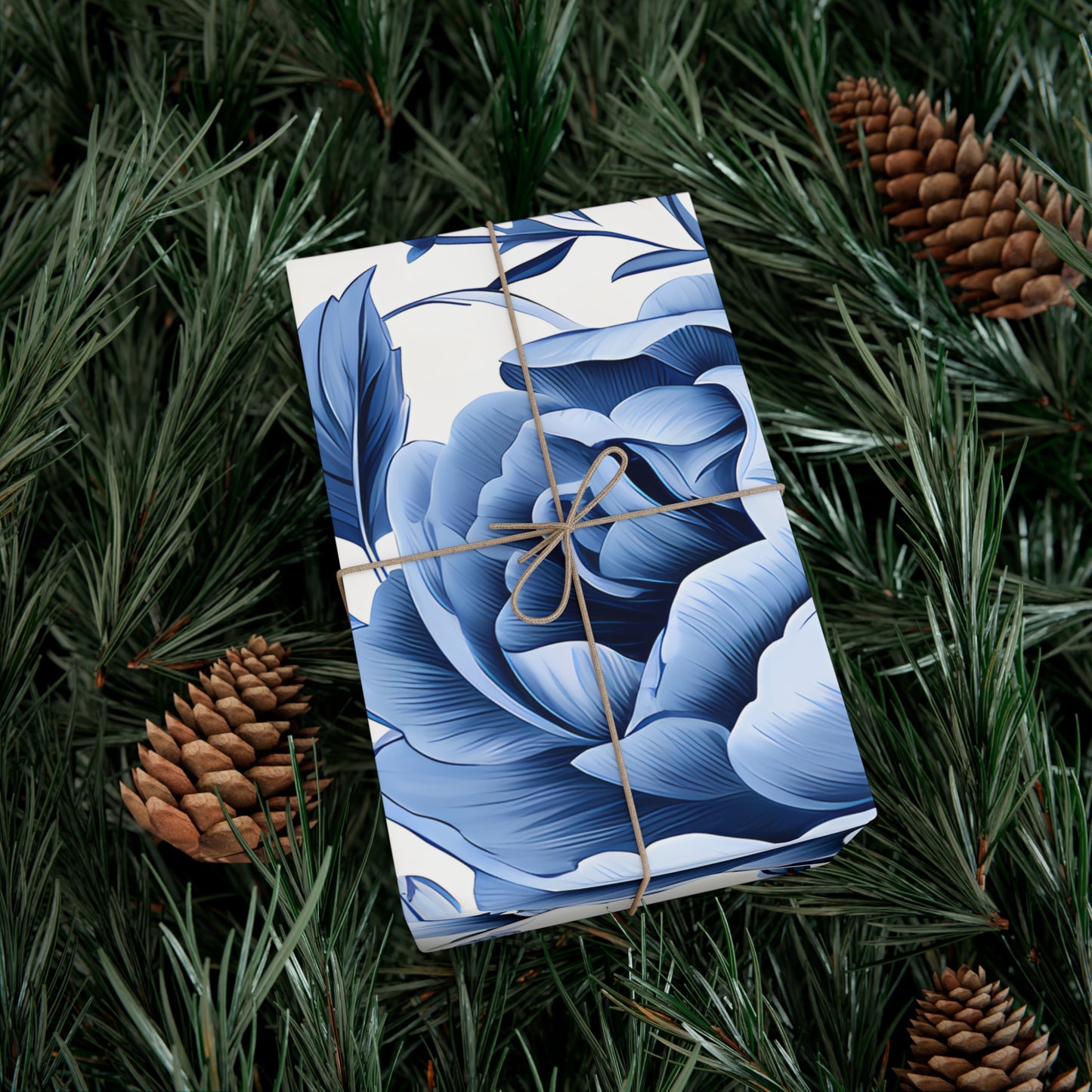 Blue Vintage Roses Gift Wrap Papers