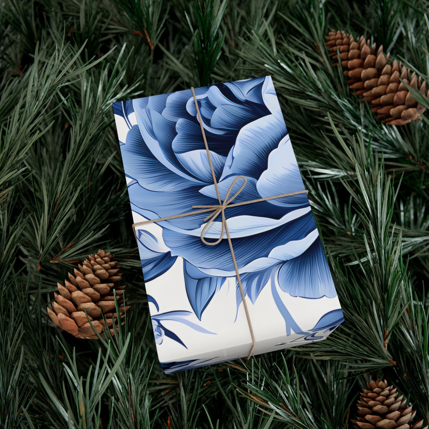 Blue Vintage Roses Gift Wrap Papers