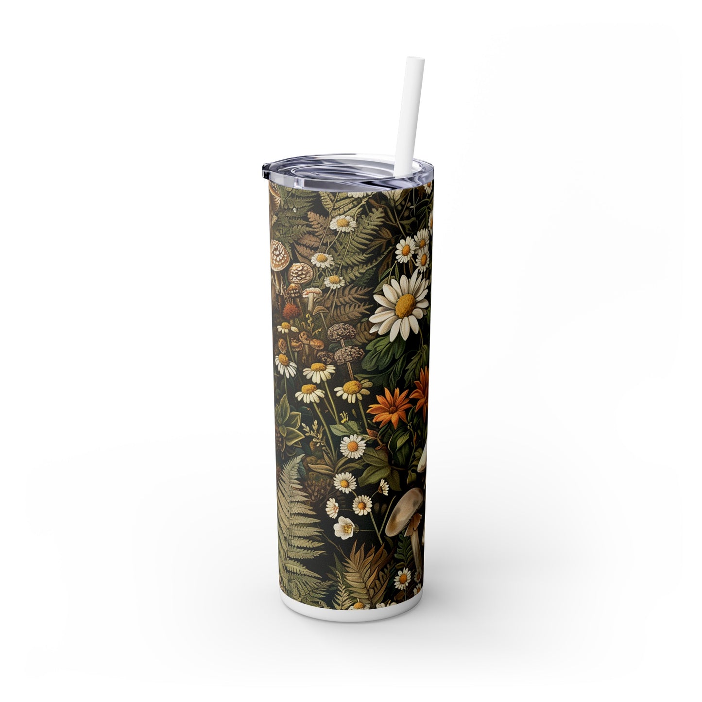 Woodland Flora Skinny Tumbler with Straw, 20oz