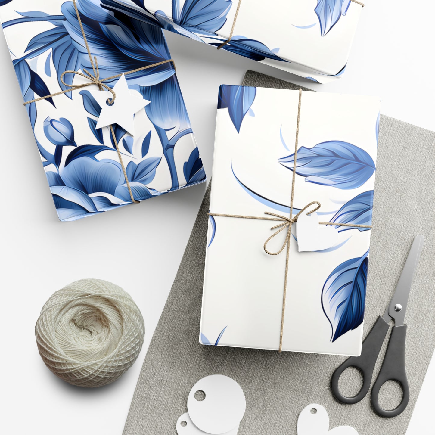 Blue Vintage Roses Gift Wrap Papers