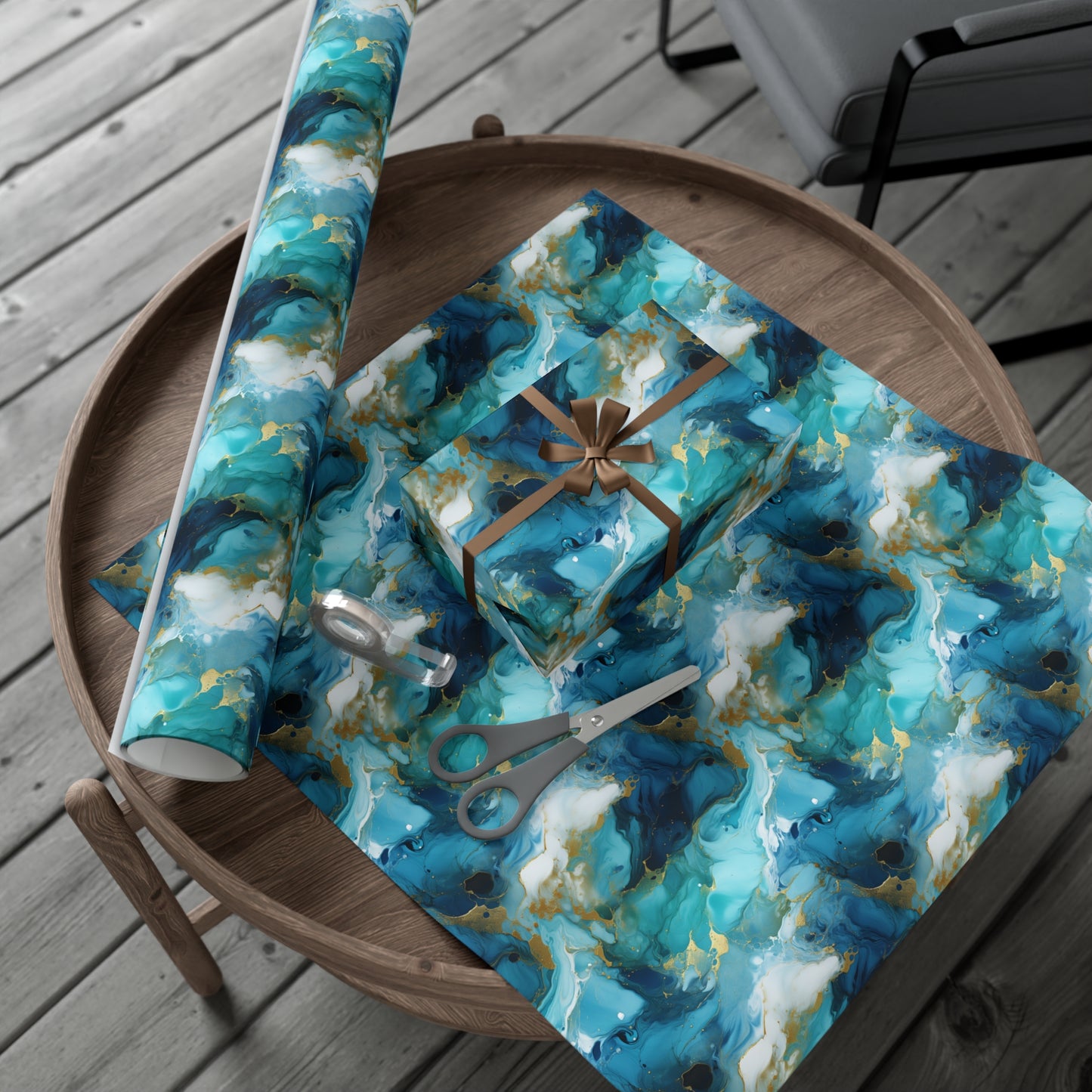 Teal Crystal Gift Wrap Papers