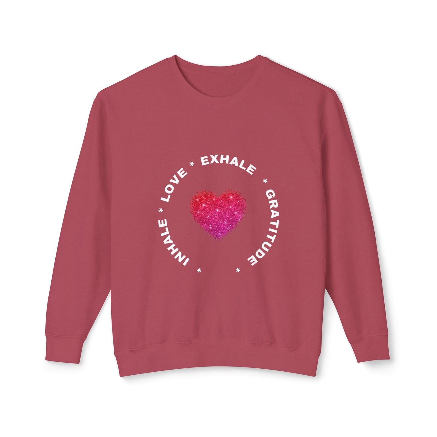 Inhale Love, Exhale Gratitude Unisex Lightweight Crewneck Sweatshirt