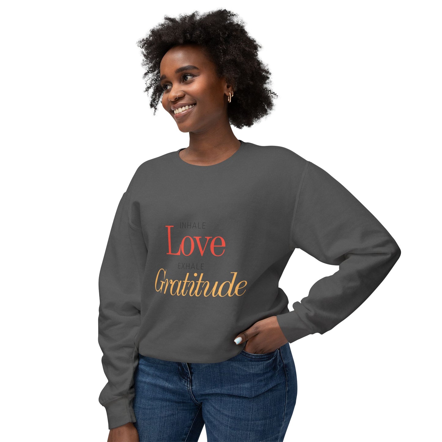 Inhale love, exhale gratitude Unisex Lightweight Crewneck Sweatshirt