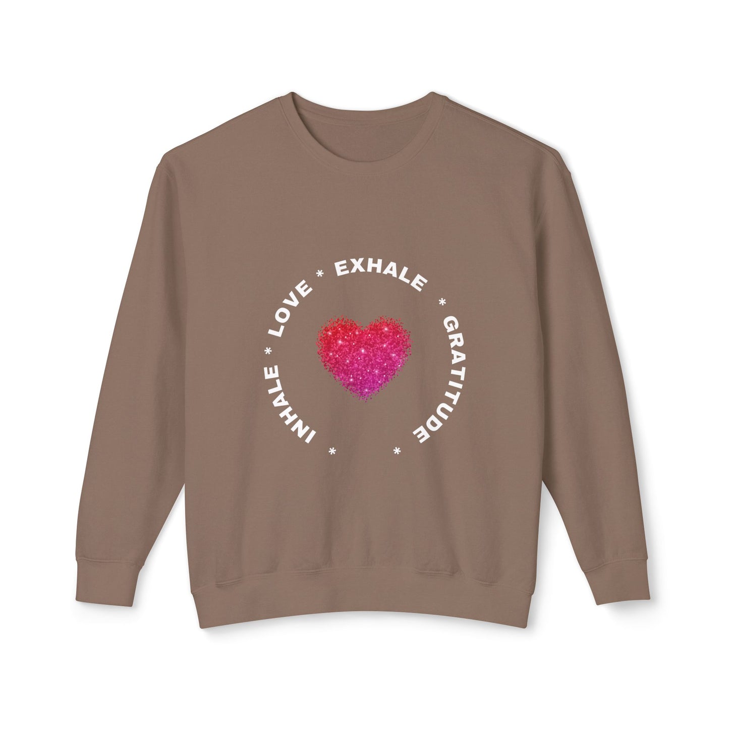 Inhale Love, Exhale Gratitude Unisex Lightweight Crewneck Sweatshirt