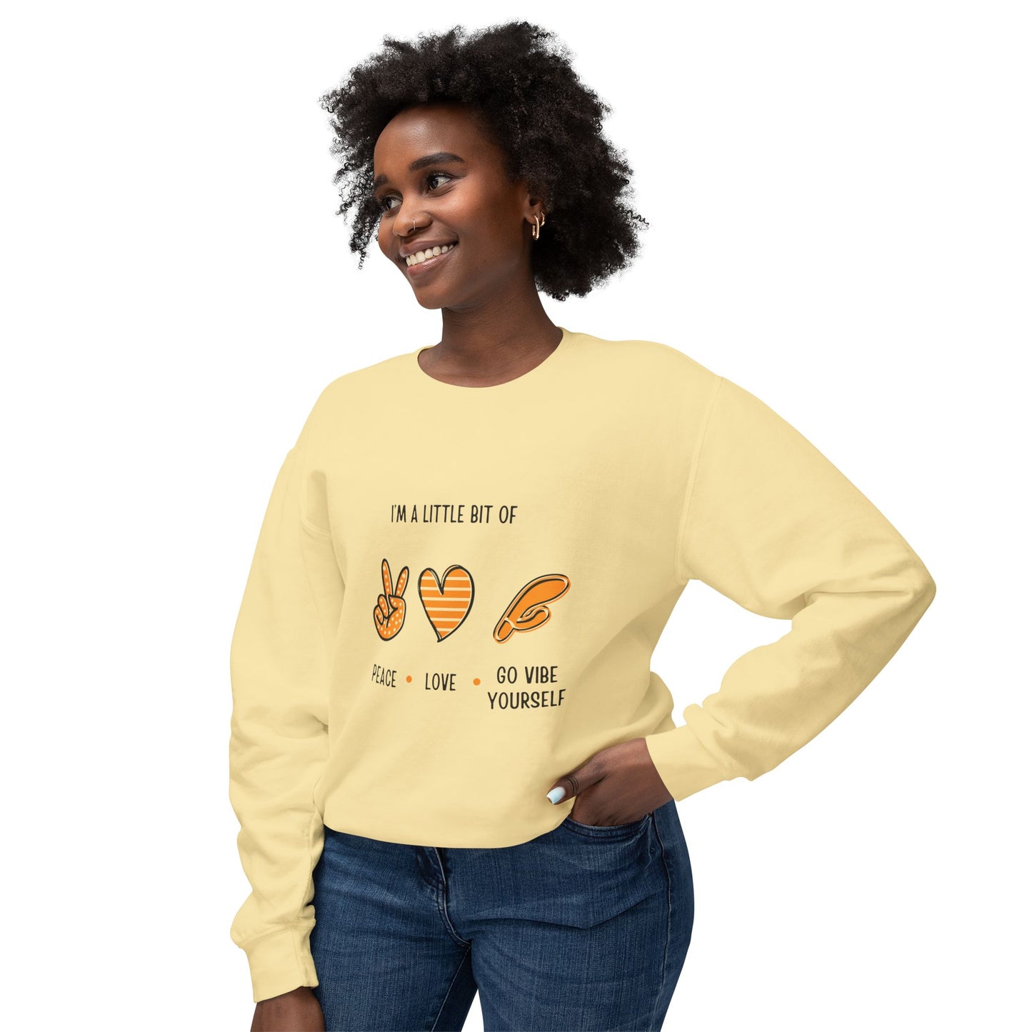 Peace Love Go vibe yourself Unisex Lightweight Crewneck Sweatshirt