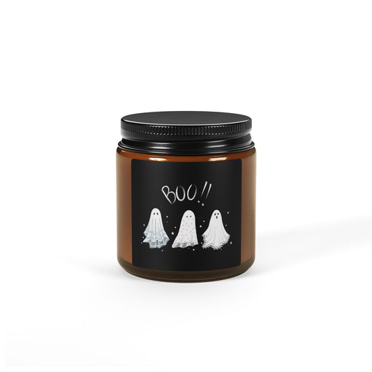 Boo Scented Soy Candle | Halloween-Themed Aromatherapy in Amber Jar