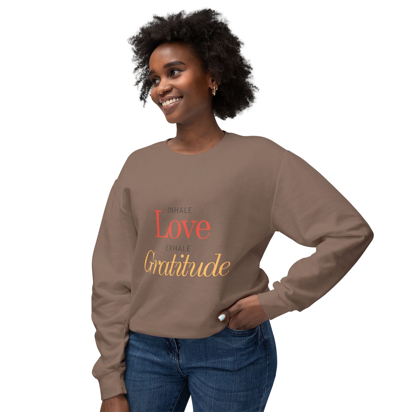 Inhale love, exhale gratitude Unisex Lightweight Crewneck Sweatshirt