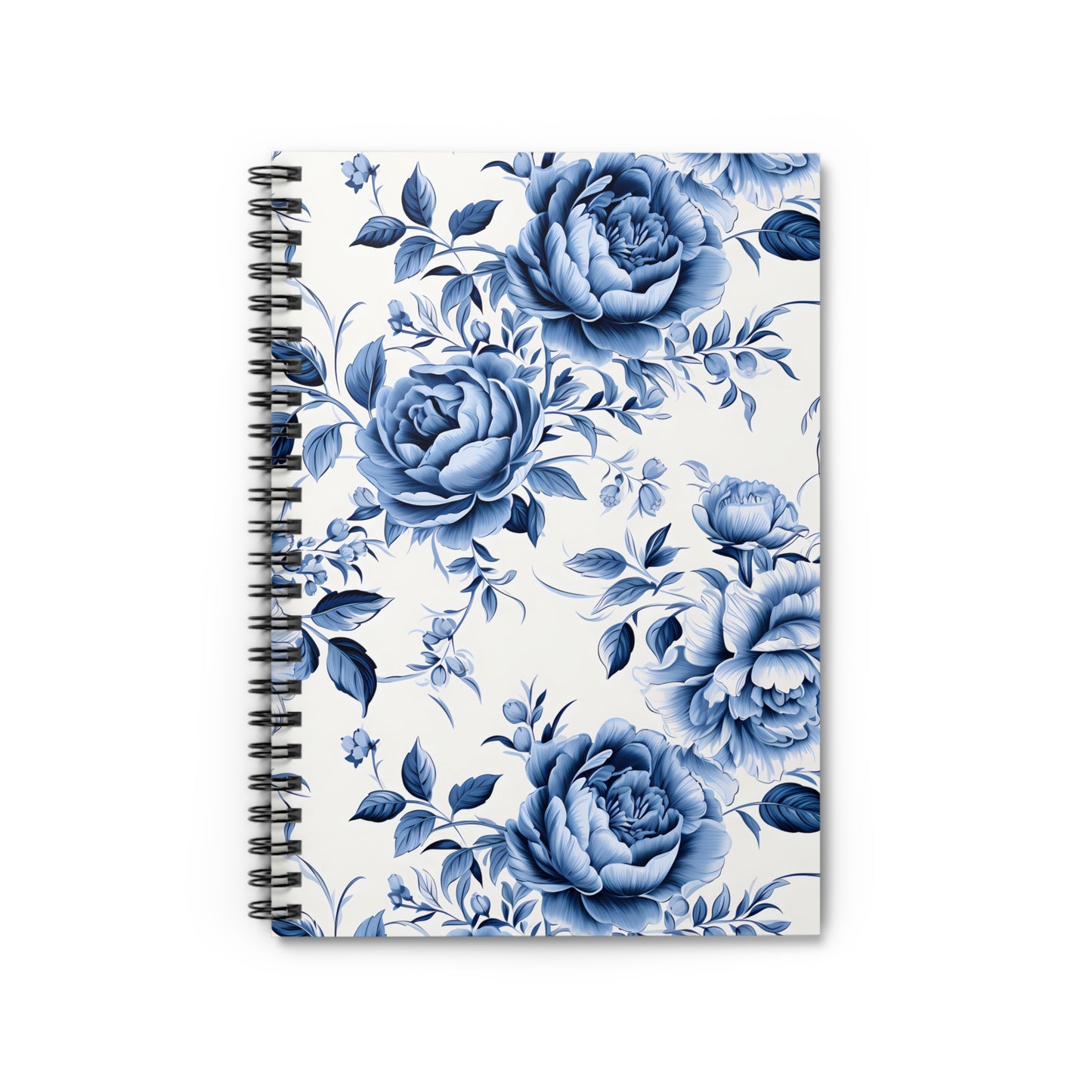 Blue Vintage Roses Spiral Notebook - Ruled Line