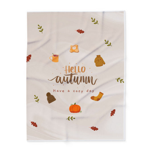 Hello Autumn Arctic Fleece Blanket | Cozy Fall-Themed Throw