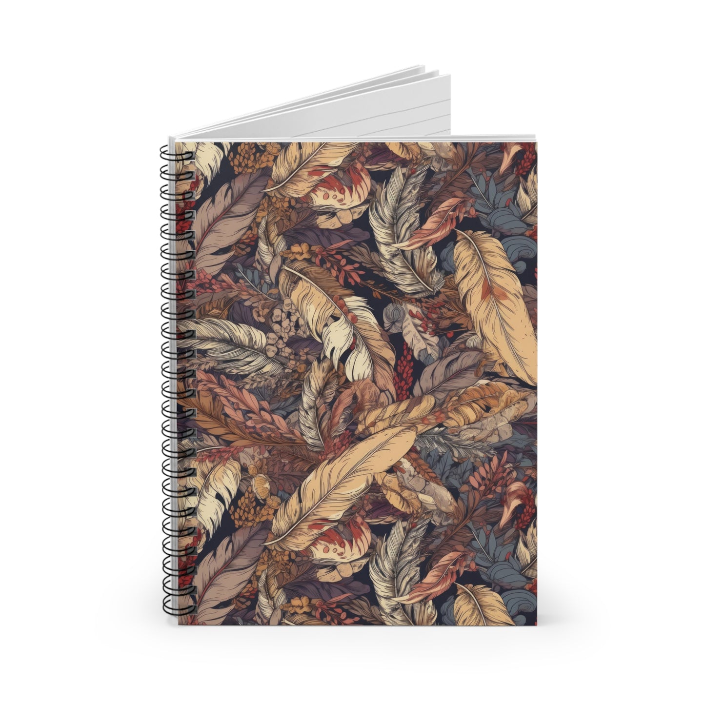 Bohemian Feathers Spiral Notebook - Ruled Line