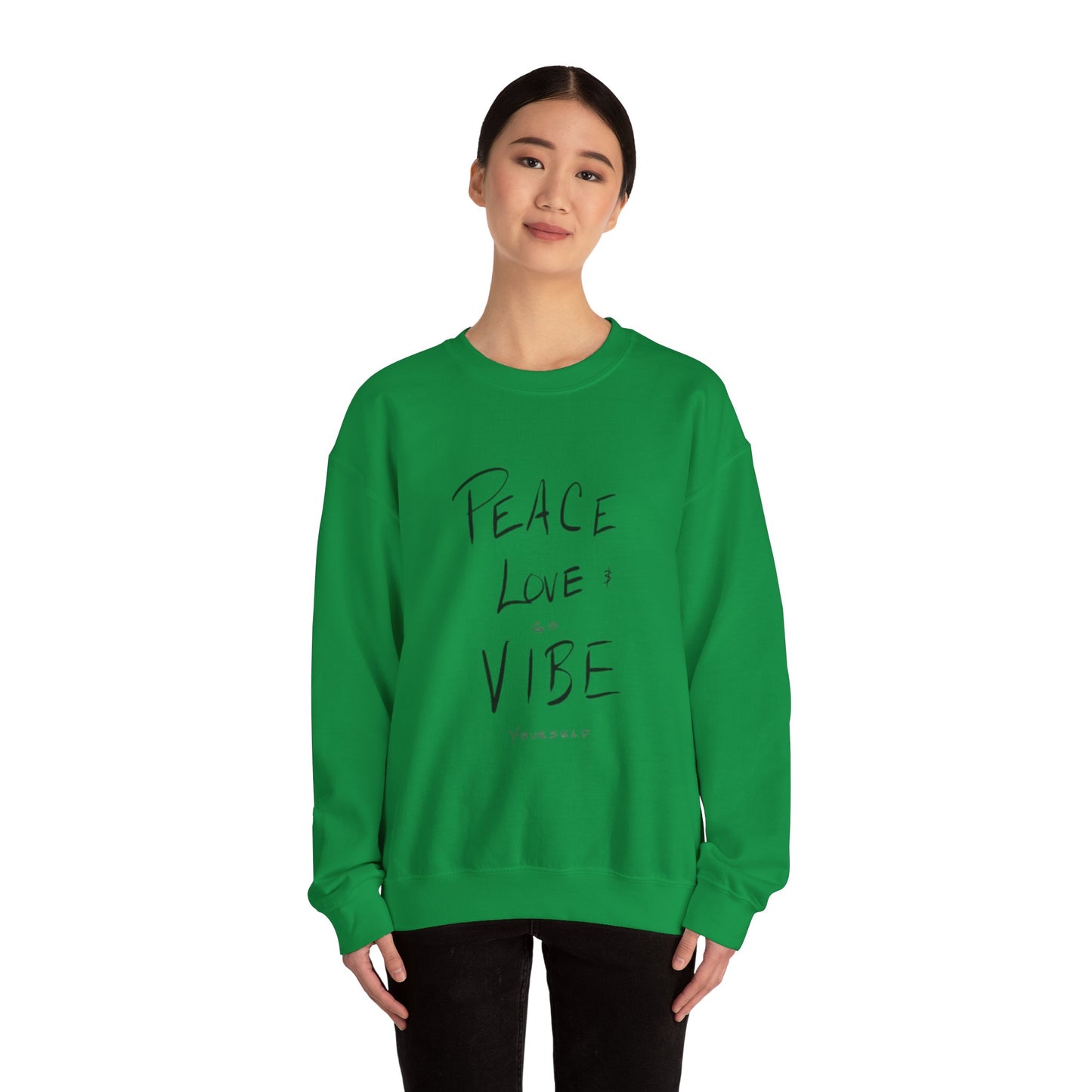 Peace, love, go vibe yourself Unisex Heavy Blend™ Crewneck Sweatshirt