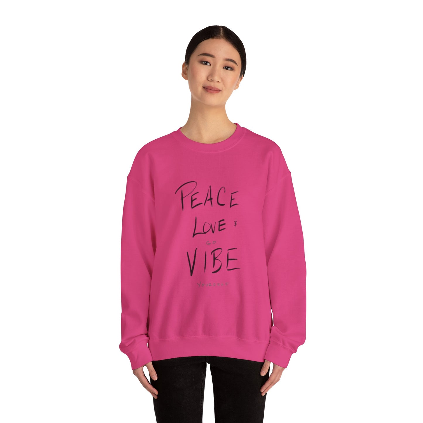 Peace, love, go vibe yourself Unisex Heavy Blend™ Crewneck Sweatshirt