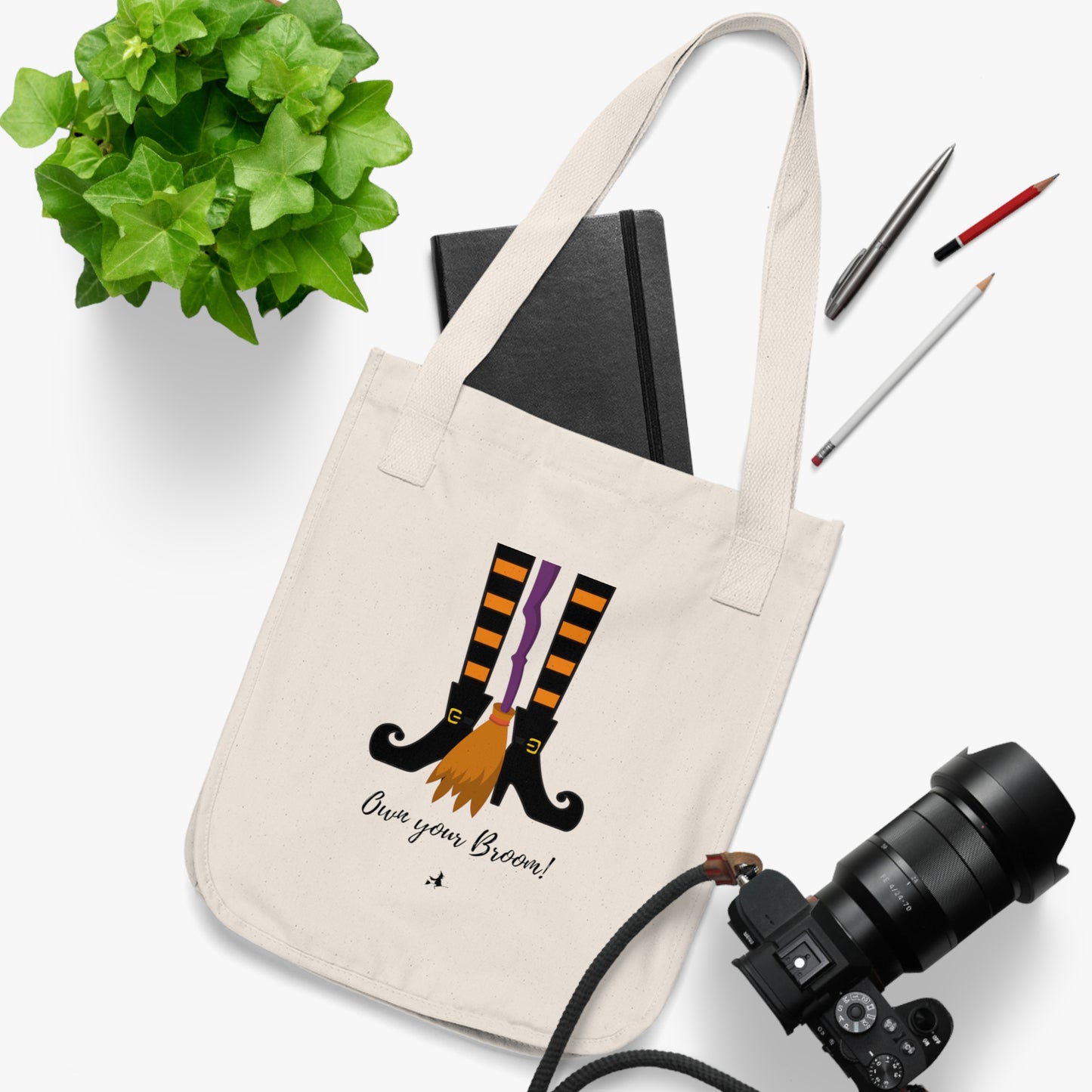 Own Your Broom Organic Canvas Tote Bag | Eco-Friendly Witchy Tote