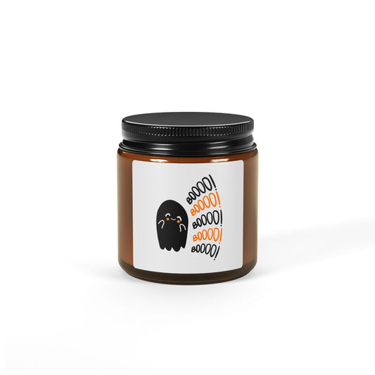 Boo Scented Soy Candle | Halloween-Themed Aromatherapy in Amber Jar