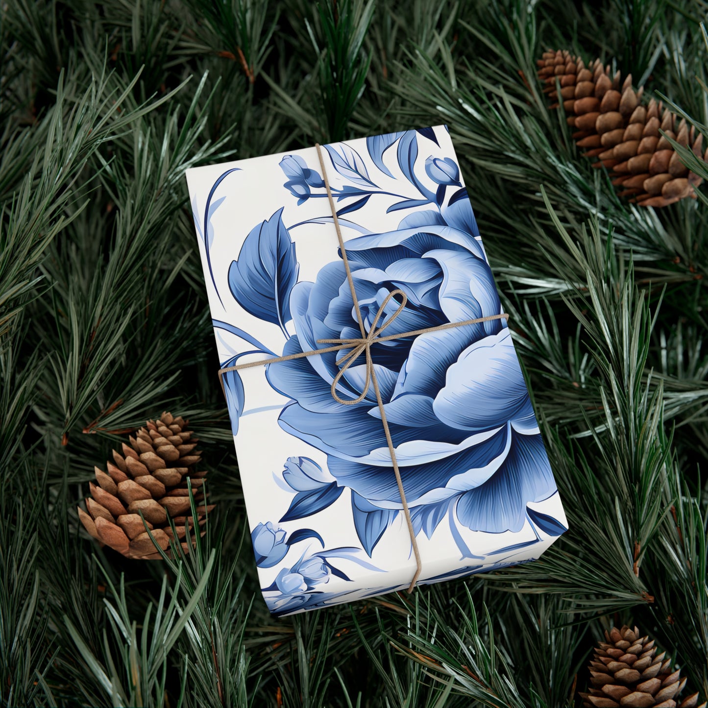 Blue Vintage Roses Gift Wrap Papers