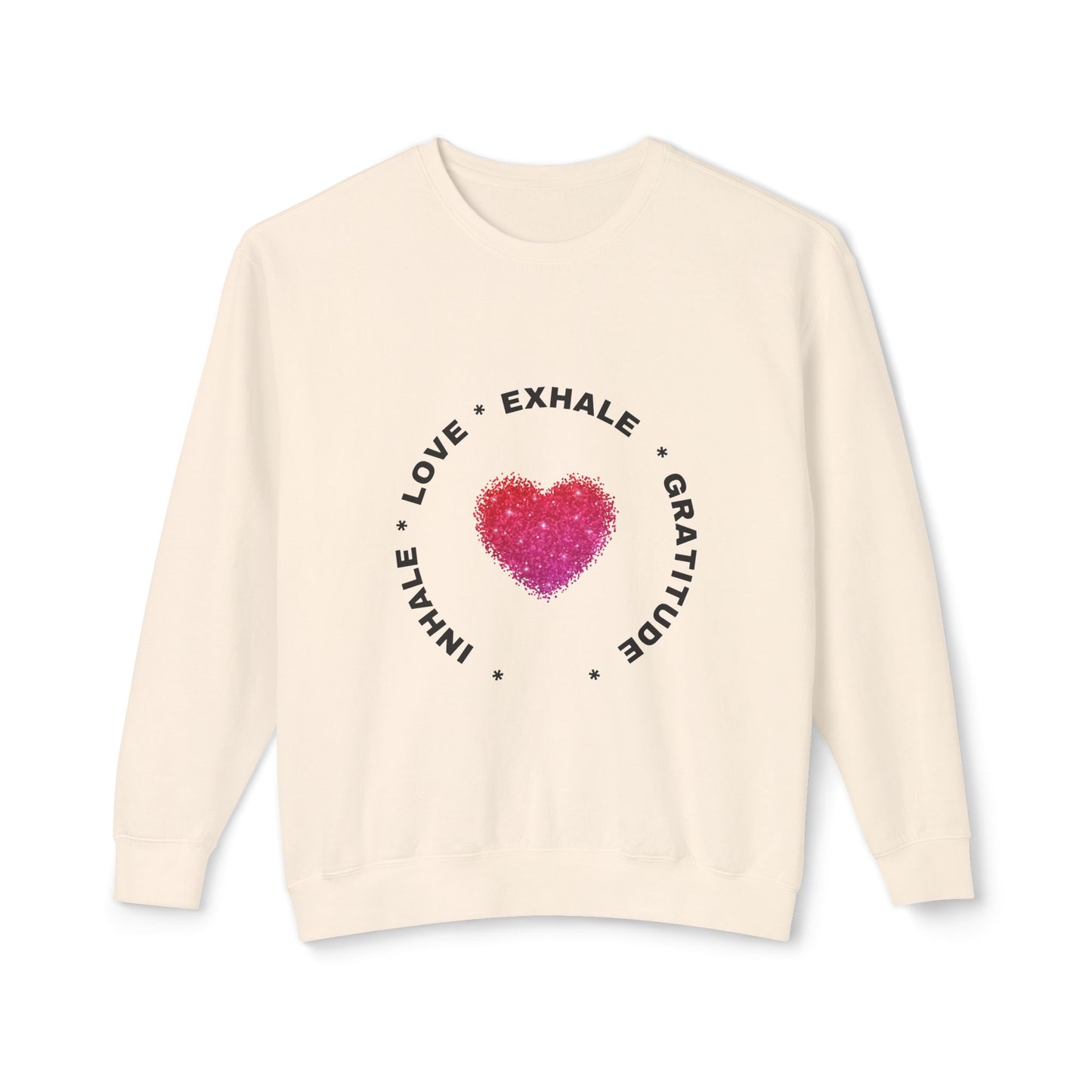 Inhale Love, Exhale Gratitude Unisex Lightweight Crewneck Sweatshirt