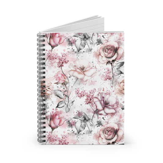 Pink Floral Spiral Notebook - Ruled Line