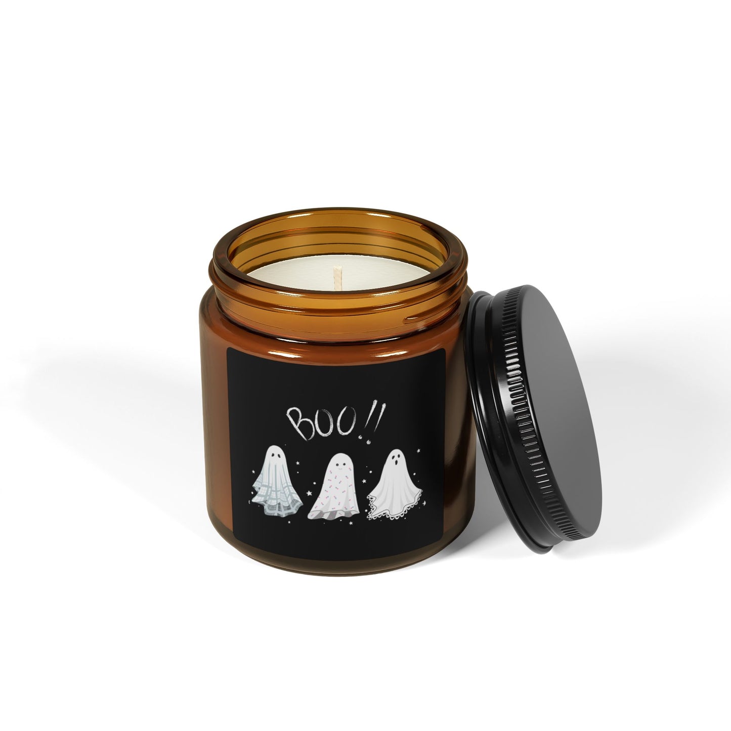 Boo Scented Soy Candle | Halloween-Themed Aromatherapy in Amber Jar