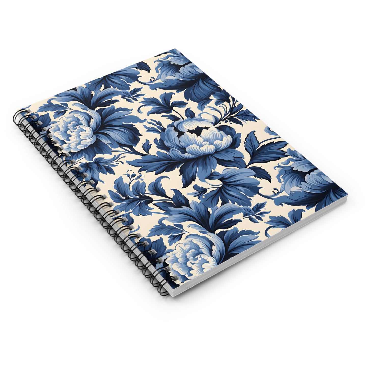 Blue Damask  Spiral Notebook - Ruled Line