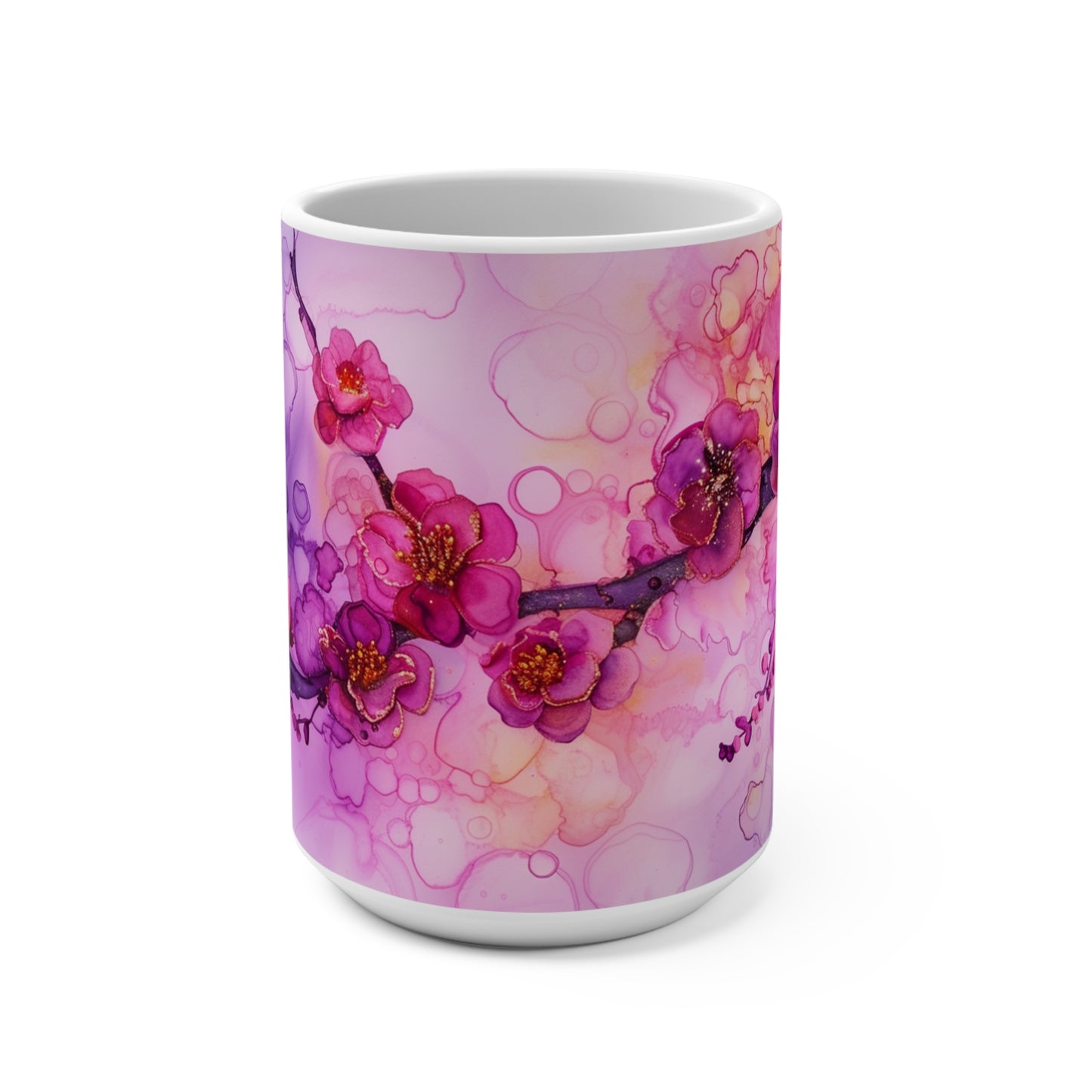 Alcohol Ink Plum Blossom  Mug 15oz