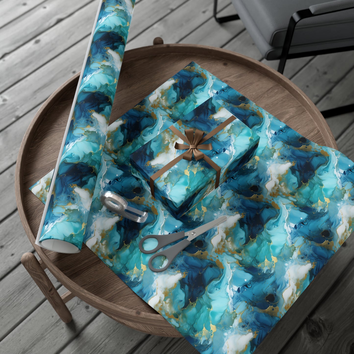 Teal Crystal Gift Wrap Papers