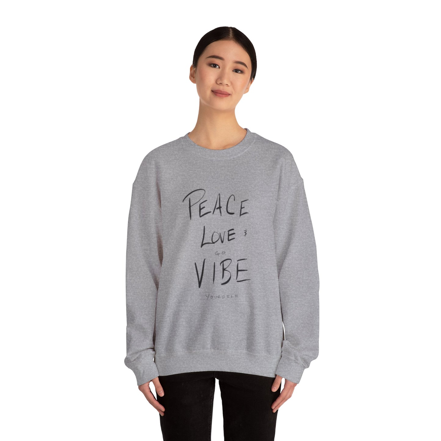 Peace, love, go vibe yourself Unisex Heavy Blend™ Crewneck Sweatshirt