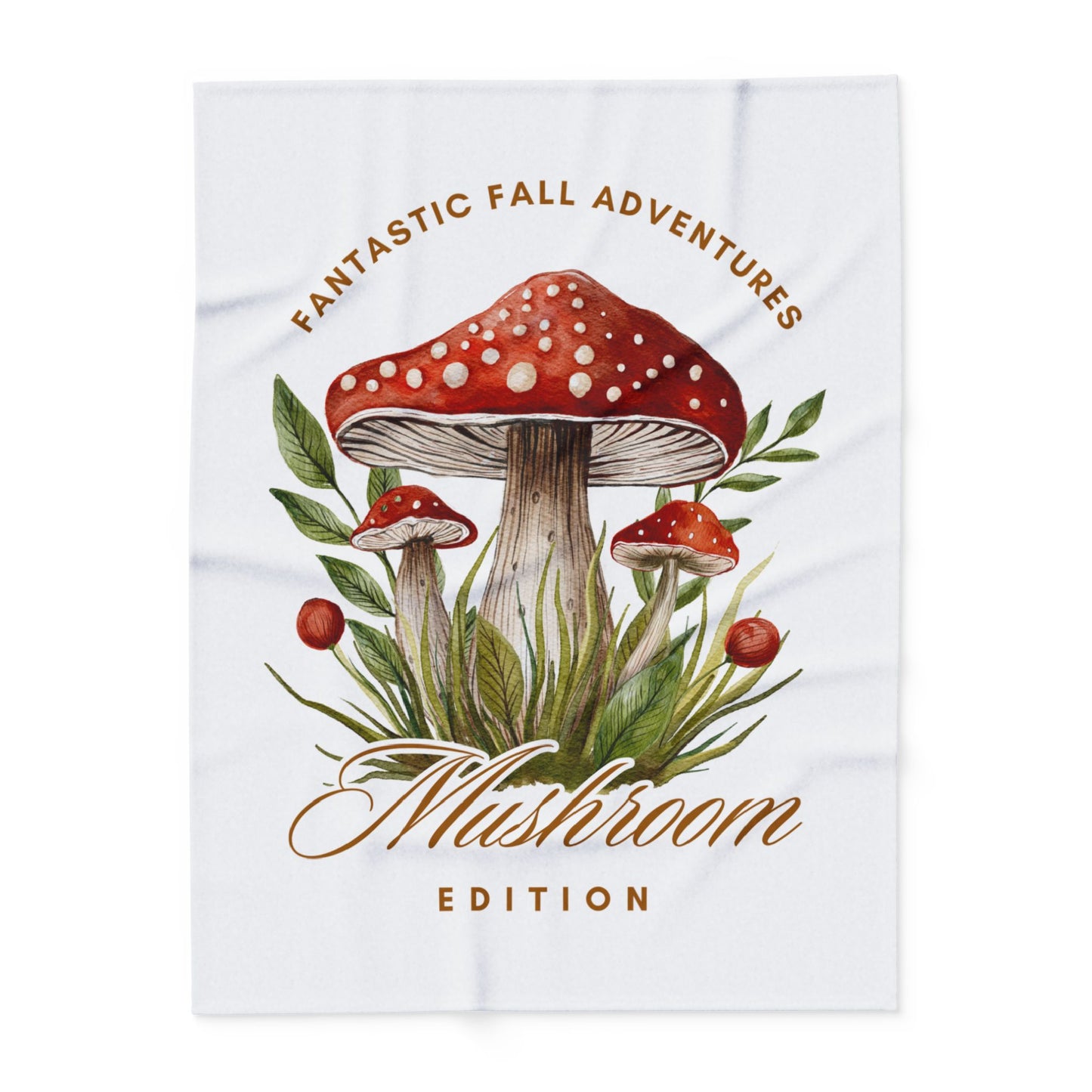 Fall Adventures Mushroom Edition Fleece Blanket | Cozy Autumn Throw Blanket