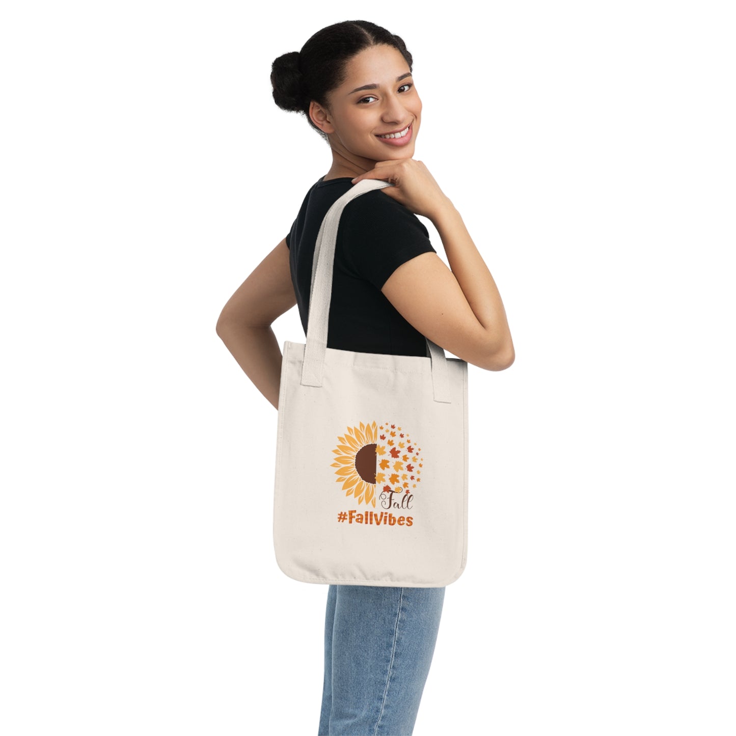 Fall Vibes Organic Canvas Tote Bag | Eco-Friendly Fall-Themed Tote