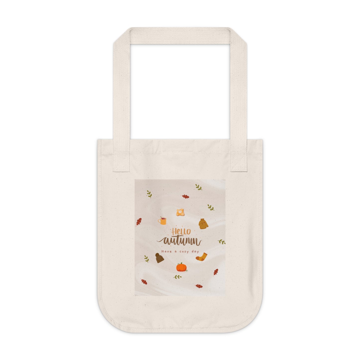 Hello Autumn Organic Canvas Tote Bag | Eco-Friendly & Festive Fall Tote