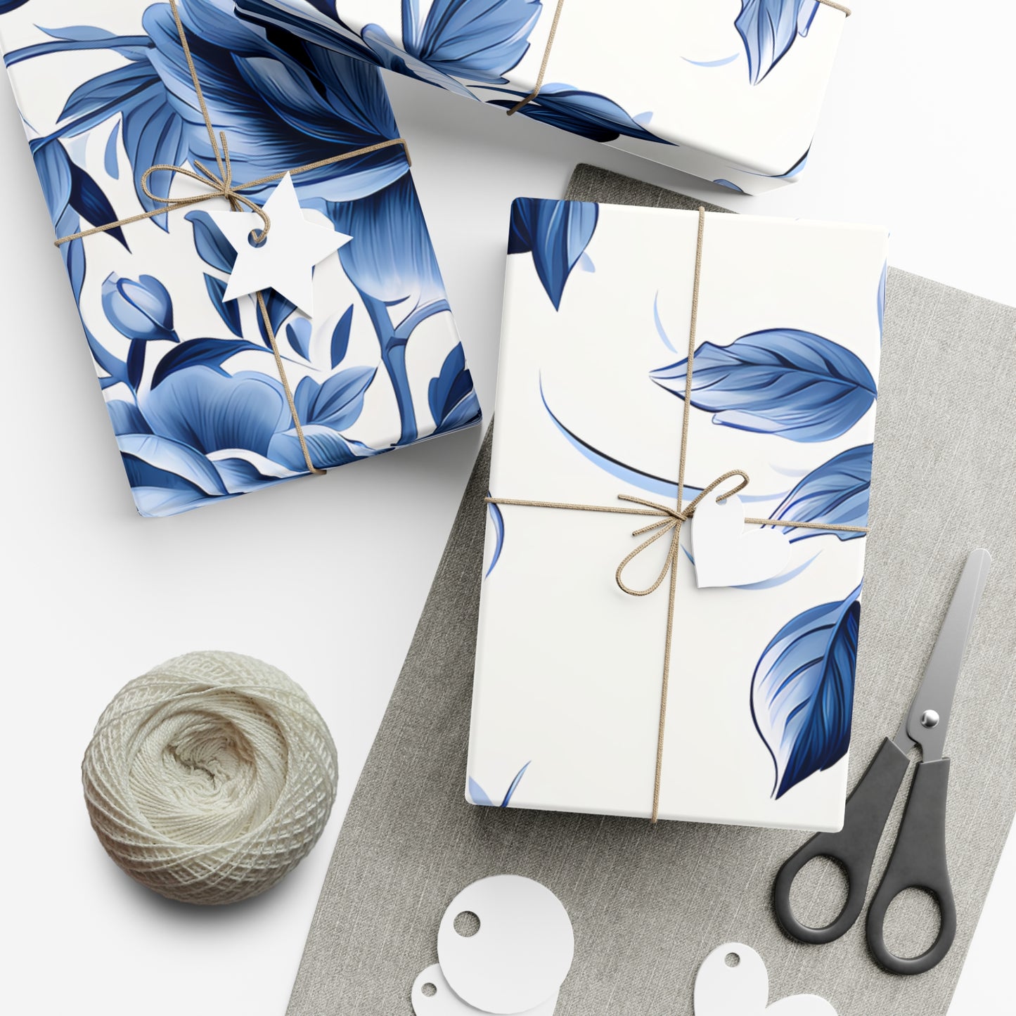 Blue Vintage Roses Gift Wrap Papers