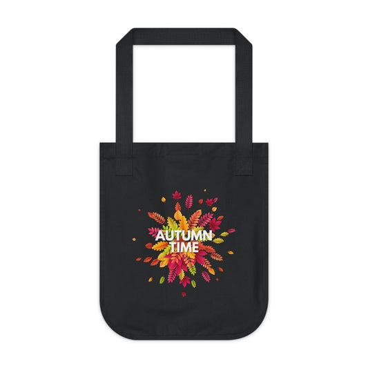 Autumn Time Organic Canvas Tote Bag | Eco-Friendly Fall-Themed Tote