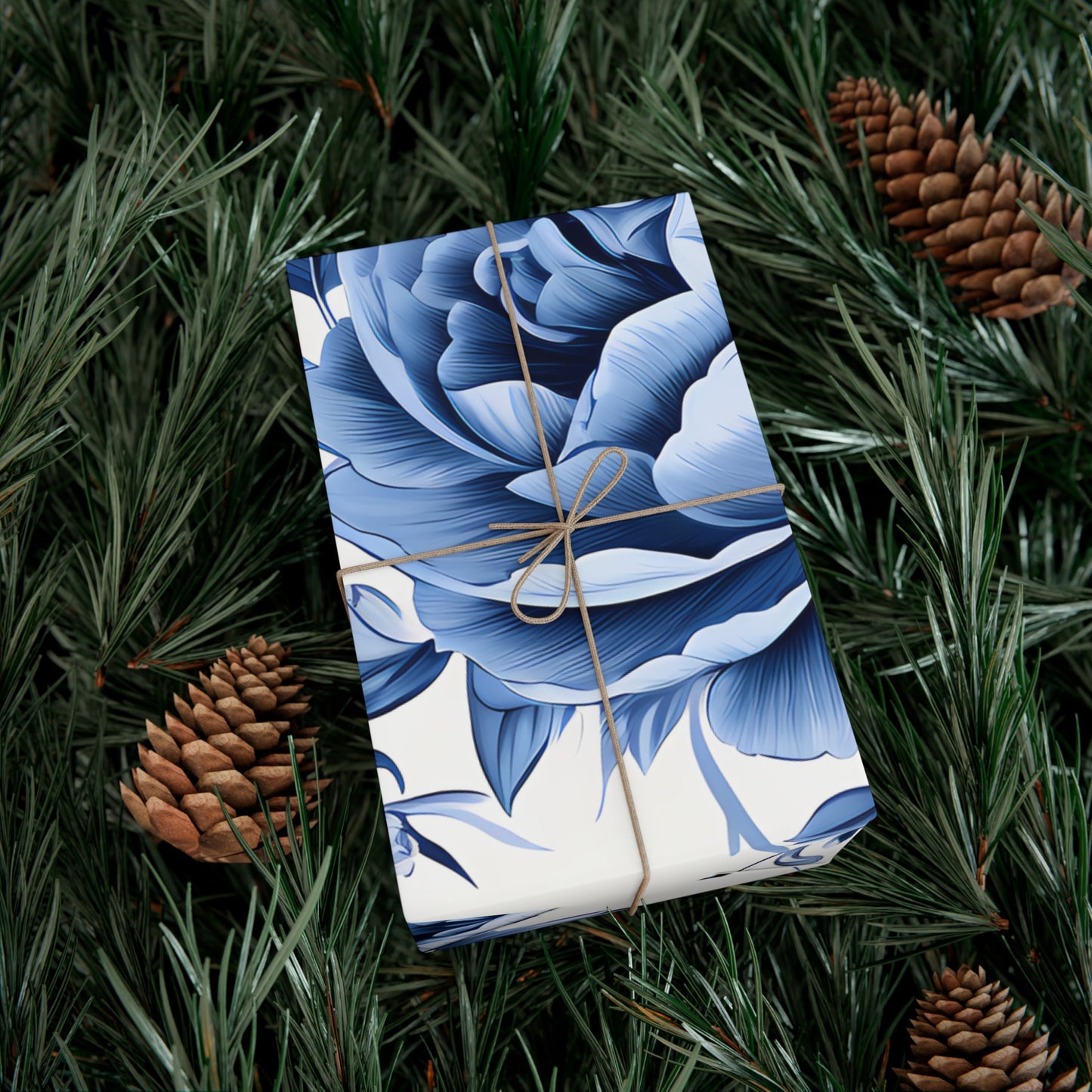 Blue Vintage Roses Gift Wrap Papers