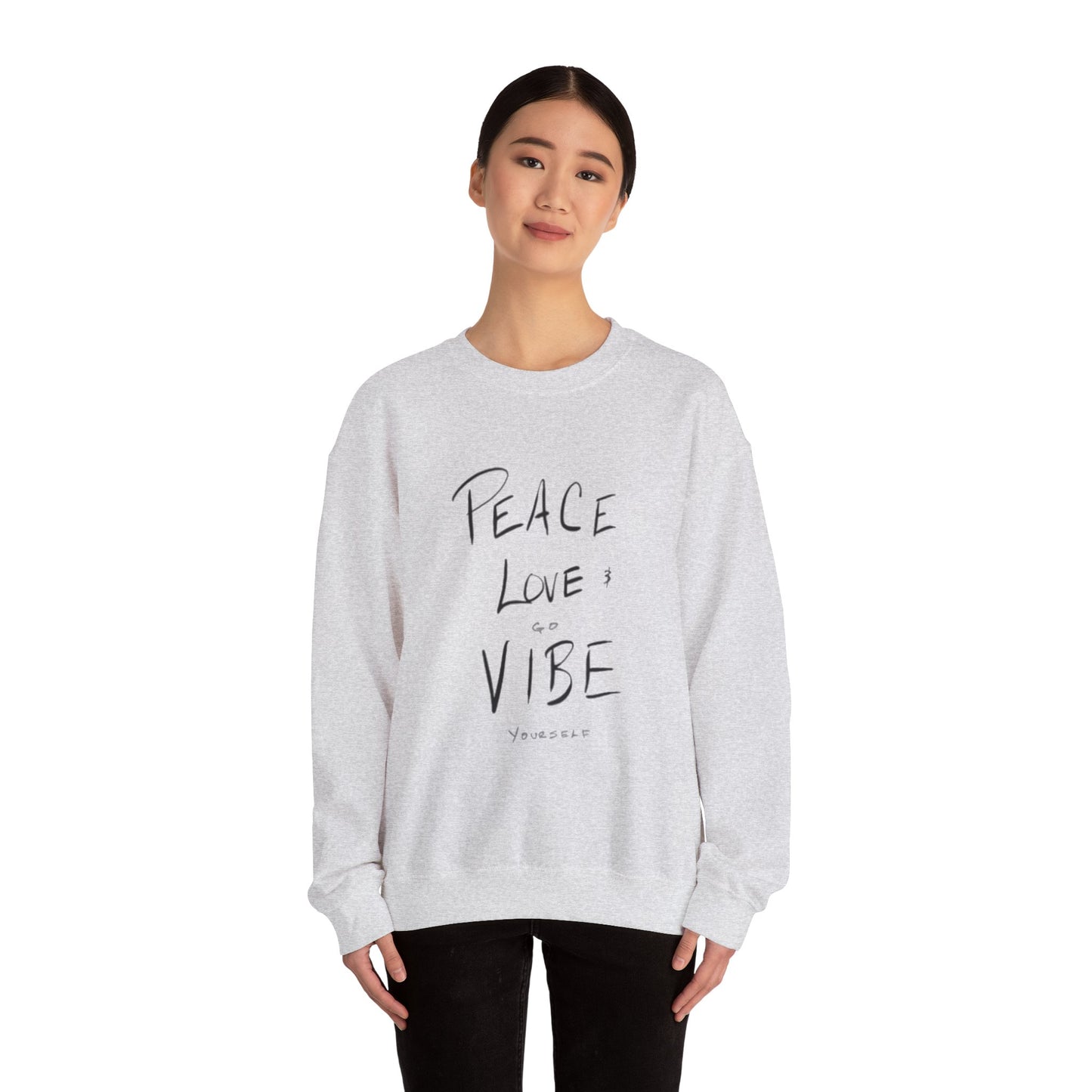 Peace, love, go vibe yourself Unisex Heavy Blend™ Crewneck Sweatshirt