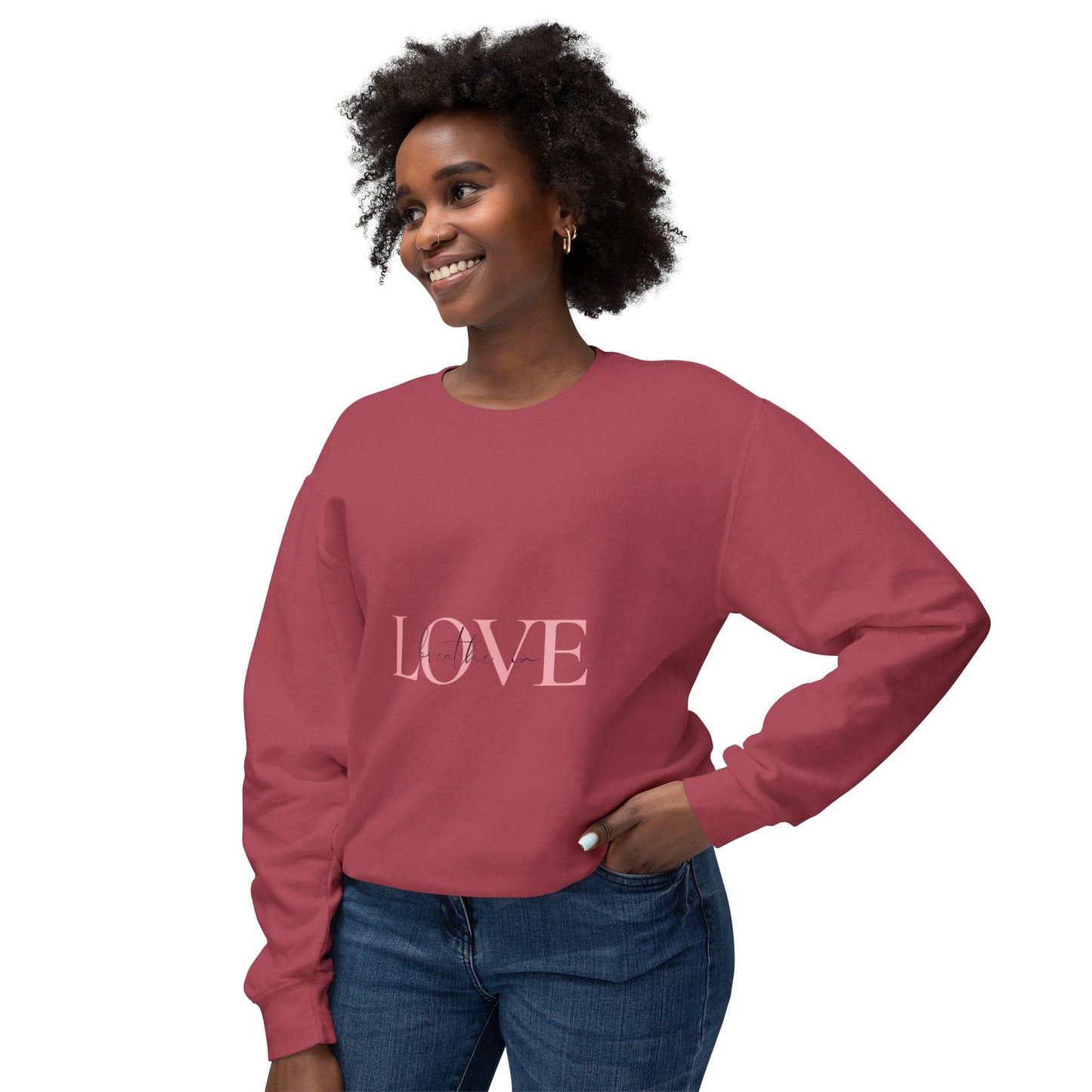 Breathe in Love, Exhale Gratitude Unisex Lightweight Crewneck Sweatshirt