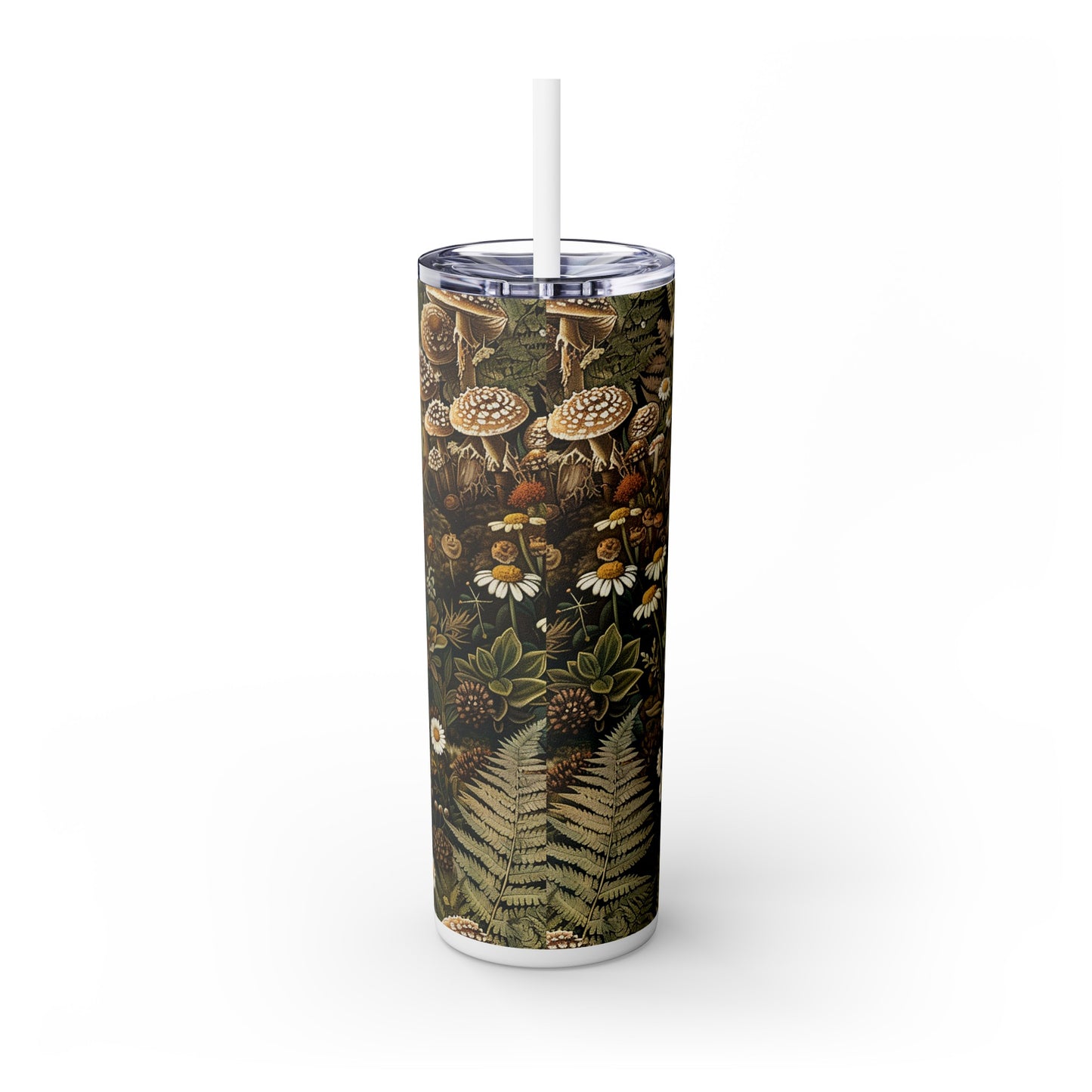 Woodland Flora Skinny Tumbler with Straw, 20oz