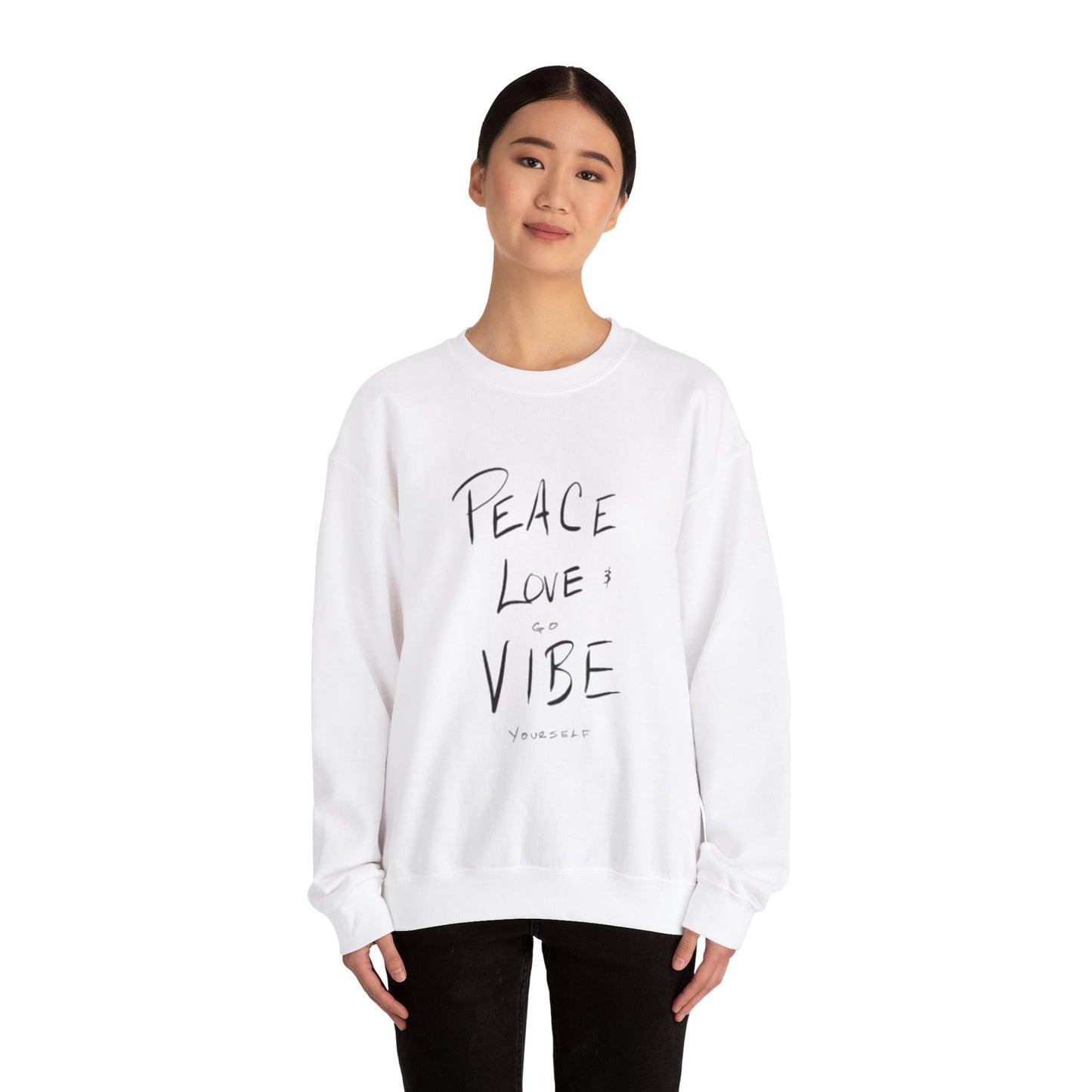 Peace, love, go vibe yourself Unisex Heavy Blend™ Crewneck Sweatshirt