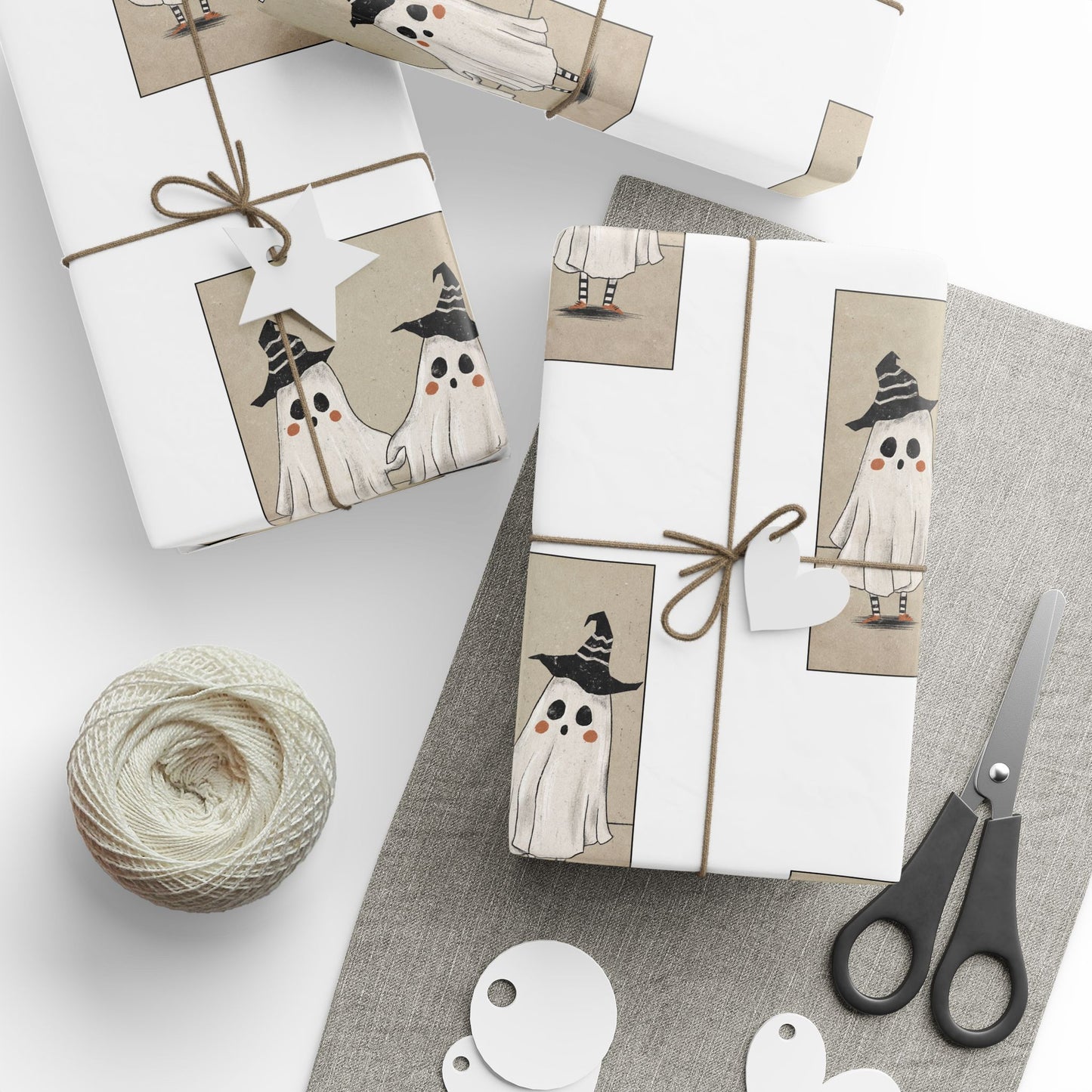 2 Ghosts Holding Hands Wrapping Paper | Cute & Spooky Halloween Gift Wrap