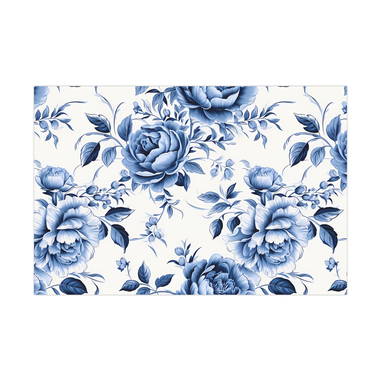 Blue Vintage Roses Gift Wrap Papers